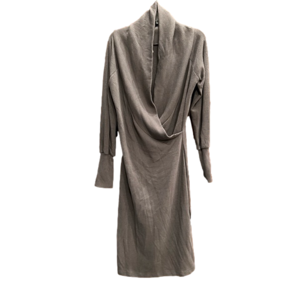 Blu Heaven Sweater Dress Shawl Collar Gray Long Sleeve